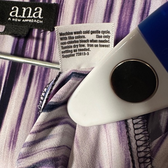 A.N.A Blue White Purple Draped Neckline, Slit Sleeves - Picture 6 of 9